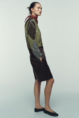 FAUX LEATHER BERMUDA SHORTS - Zara фото 4