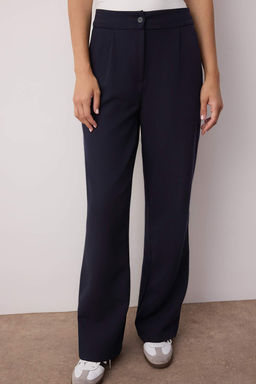Lacivert Wide Leg/Genis Paca Dokuma Kumas Pantolon TWOAW22PL0139