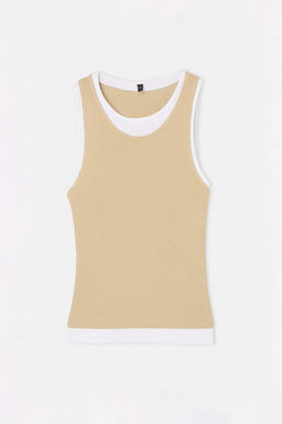Wardrobe Essentials-Bej _ift Katl_ Fitted/V_cuda Oturan Kolsuz Esnek _rme Atlet TWOSS26AL00009 - Trendyolmilla фото 5