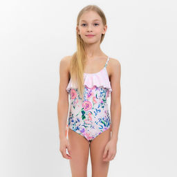 Купальник слитный детский MINAKU, с декором, рост 128-134 см