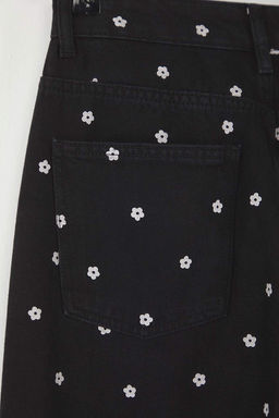 Teen Siyah Cicek Desenli Normal Bel Wide Leg Jeans TWOAW26JE00004 - Trendyolmilla фото 8