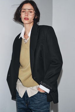 100% WOOL KNIT BASIC V-NECK SWEATER - Zara фото 8