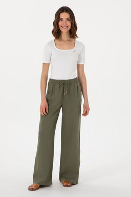 Kad_n Koyu Haki Kanvas Pantolon Sepette S_rpriz _ndirim