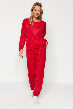 Trendyolmilla Lacivert Puantiyeli Polar K?sl?k Orme Pijama Tak?m? THMAW24PT00032  фото 3