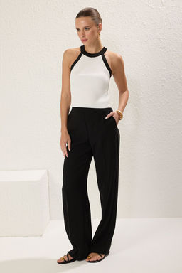 Siyah*001 Crop Renk Bloklu Ince Bluz TWOSS22BZ0402