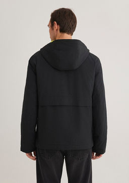 Kapusonlu Siyah Ceket - Mavi фото 4