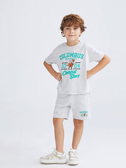 Bisiklet Yaka Bask?l? Erkek ?ocuk Ti??rt ve ?ort 2li