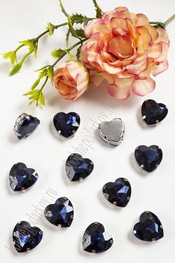 Стразы пришивные 16 мм "Сердечко" (10 шт) SF-3715, темно-синий №11