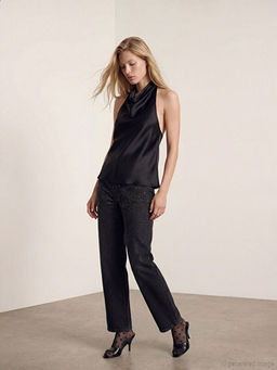 Straight Fit Ta?l? Kad?n Jean Pantolon