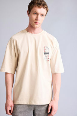 %100 Pamuk Naruto Boxy Fit K_sa kollu Bask_l_ Ti__rt - Defacto фото 3
