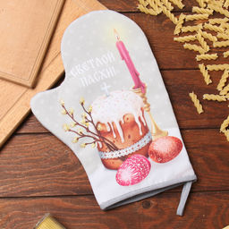 Варежка-прихватка Доляна Пасха 20х28 см, 35% хл, 65% пэ, ватин 250 г/м2