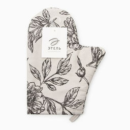Варежка-прихватка Этель Black flowers, 20?27 см,100% хлопок, саржа 190 г/м?
