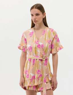 Turuncu Comfort Fit Desenli Elbise - Pierre cardin фото 2