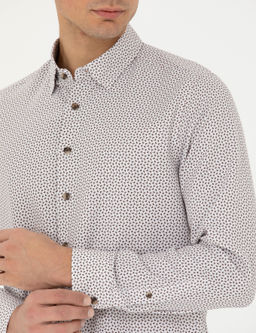 Рубашка Slim Fit коричневая с длинным рукавом