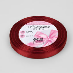 Цена за 5 шт. Лента атласная, 10 мм, 23±1 м, бордовая №37