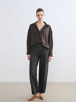 Ekose Oversize Kad?n G?mlek