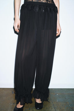 LACE TRIM SAROUEL TROUSERS - Zara фото 9