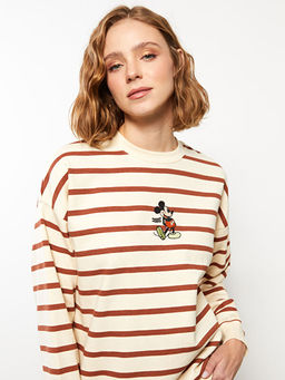 Bisiklet Yaka Mickey Mouse Nak??l? Uzun Kollu Kad?n Sweatshirt Tunik - Waikiki фото 3
