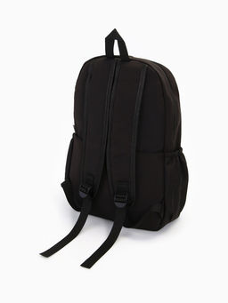 Рюкзак школьный на молнии, с карманами, с принтом, размер 30?12?43 см, чёрный