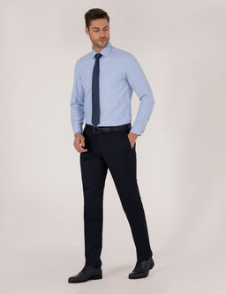 Koyu Mavi Slim Fit Oxford G_mlek