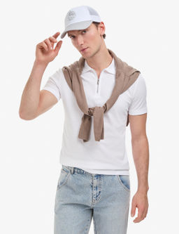 Ekru Slim Fit %100 Pamuk K_vr_lmaz Polo Yaka Basic Ti__rt