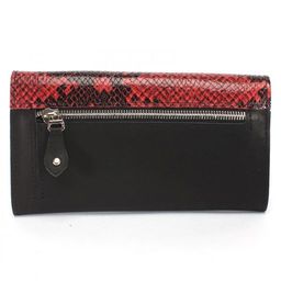 Портмоне женское Croco-ПР-958 натуральная кожа 2 отд, 8 карм, красный питон/черный шора (11001-1000) 228556 фото 2