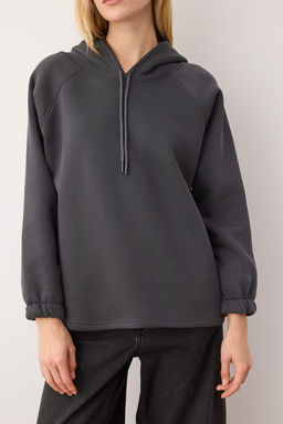Ekru Kal?n Ici Polarl? Kapusonlu Kordonlu Orme Sweatshirt TWOAW26SW00129 - Trendyolmilla фото 7