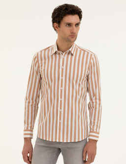 Kahverengi Slim Fit _izgili G_mlek