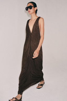 VESTIDO MIDI JACQUARD ZW COLLECTION / Chocolate