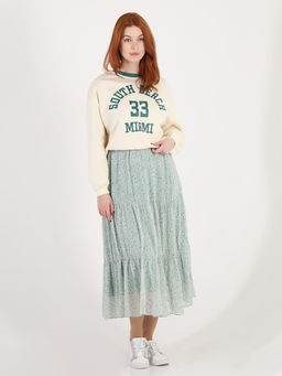 Юбка мятного цвета ярусная шифоновая - Almond фото 5