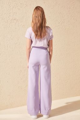 TRENDYOLMILLA Lila Wide Leg/Genis Paca Dokuma Kumas Pantolon TWOSS19ST0179  фото 14