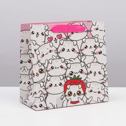Пакет подарочный ламинированный квадратный, упаковка, «Котики», 22×22×11 см