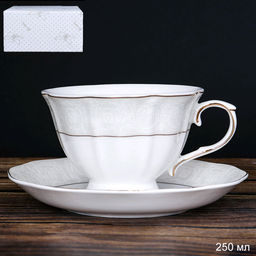 Чайный набор 2 предмета 250 мл на ножке / RS/12-FY21001/ Костяной фарфор в подарочной упаковке - Галеонтрейд фото 3