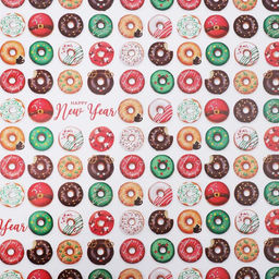 Цена за 10 шт. Бумага упаковочная глянцевая Новогодние пончики, 70 х 100 см - Дарите счастье фото 2
