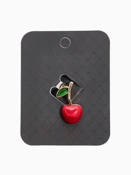 Цена за 2 шт. Значок Вишня, красно-зелёный в золоте