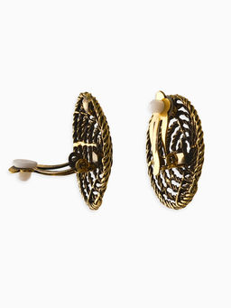 Цена за 2 шт. Клипсы «Гипноз», круг из веревки, цвет чернёное золото