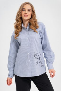 рубашка из тонкого хлопка в стиле OVERSIZE    с кокеткой на спине - А+б коллекция фото 12
