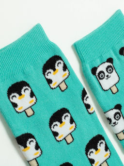 Цена за 2 пары. Носки Классические CONTE Хлопковые носки HAPPY c рисунками panda & penguin бирюза - Conte elegant фото 4