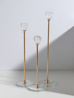 Набор подсвечников на 1 свечу «Чаша-кристалл», d=2.2 см, 3 шт., стекло, металл