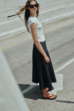 FALDA Z1975 MIDI CAPA DENIM VOLANTE / Azul - Zara фото 4