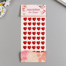 Цена за 3 шт. Наклейка пластик стразы "Сердечки-кристаллы с рисунками" 1,1х1,1 см МИКС 23х9,5 см