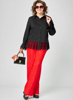 Блуза EVA GRANT 5002 черный с кружевом