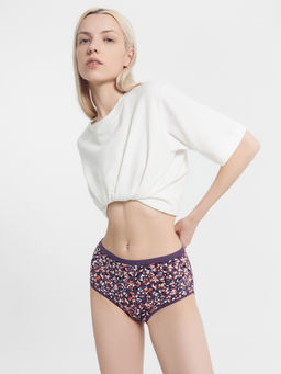 Цена за 2 штуки! Трусы женские макси фиолетовые с принтом абстракция абстракция на гортензии 412411