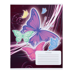 Комплект тетрадей из 10 штук Calligrata Бабочки, 12 листов в клетку, обложка мелованный картон, ВД лак, блок офсет, белизна 95%, 5 видов по 2 штуки  фото 6