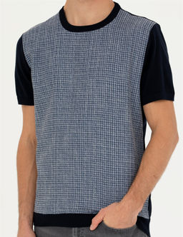 Lacivert Slim Fit Bisiklet Yaka Triko Ti__rt
