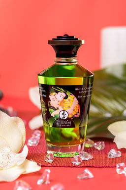 Масло массажное для тела Shunga Экзотический зеленый чай (Exotic Green Tea), разогревающее, 100мл.