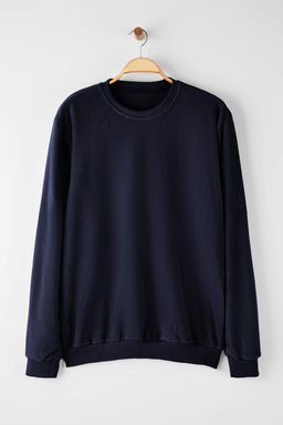 Lacivert Regular/Normal Kesim Polar Bisiklet Yaka Sweatshirt/Pijama Ustu TMNAW26SW00033