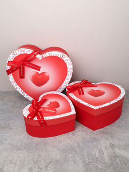 Коробка подарочная 3 штуки Сердце набор красная / 2218-175 /уп 36/ - ГалеонТрейд фото 4