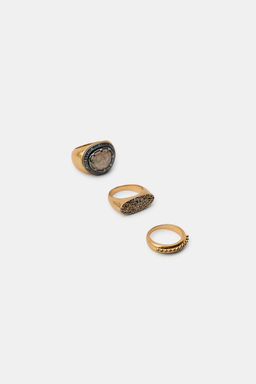 PACK OF 3 STONE AND SHIMMER RINGS - Zara фото 3