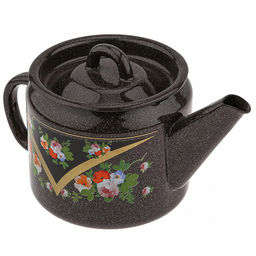 Красава Чайник эмалированный 1л, д12см, h10,2см, металлическая крышка, металлическая фиксированная ручка (Россия) - Домашняя мода фото 3